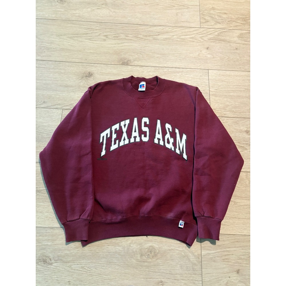 Vintage Russell Athletic Texas A&M Sweatshirt Maroon Made in USA Mens Medium